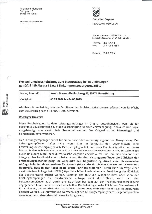 Freistellungsbescheinigung