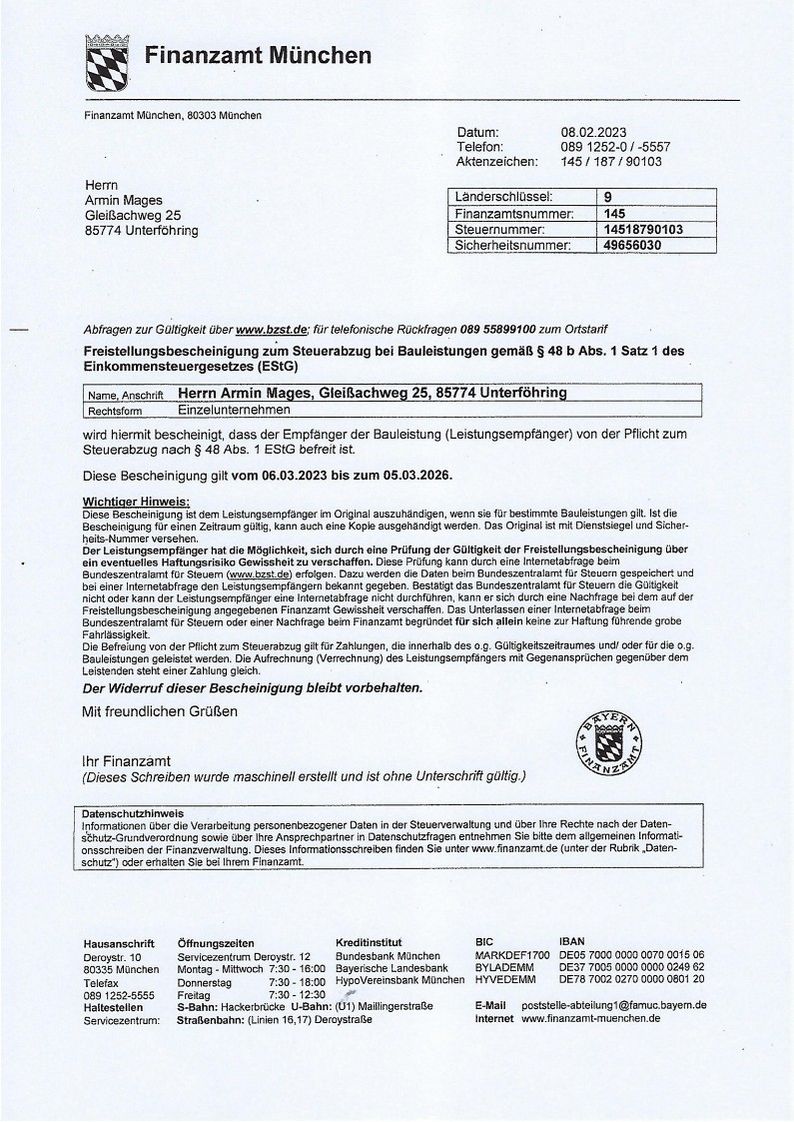 Freistellungsbescheinigung