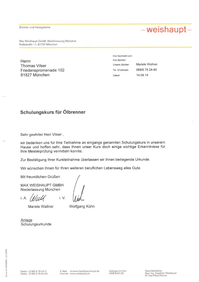 Schulung Ölbrenner